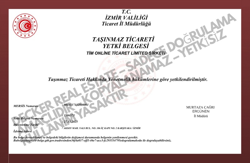 Yetki Belgesi — official real estate agent company license Türkiye