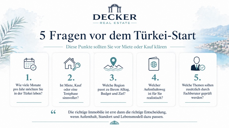 F&uuml;nf wichtige Fragen vor Miete oder Kauf in der T&uuml;rkei